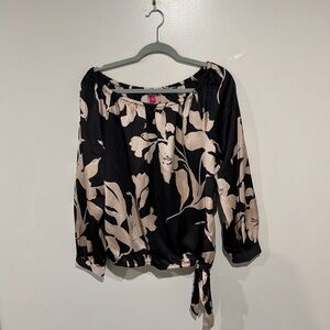 Vince Camuto Black and Cream Floral Blouse